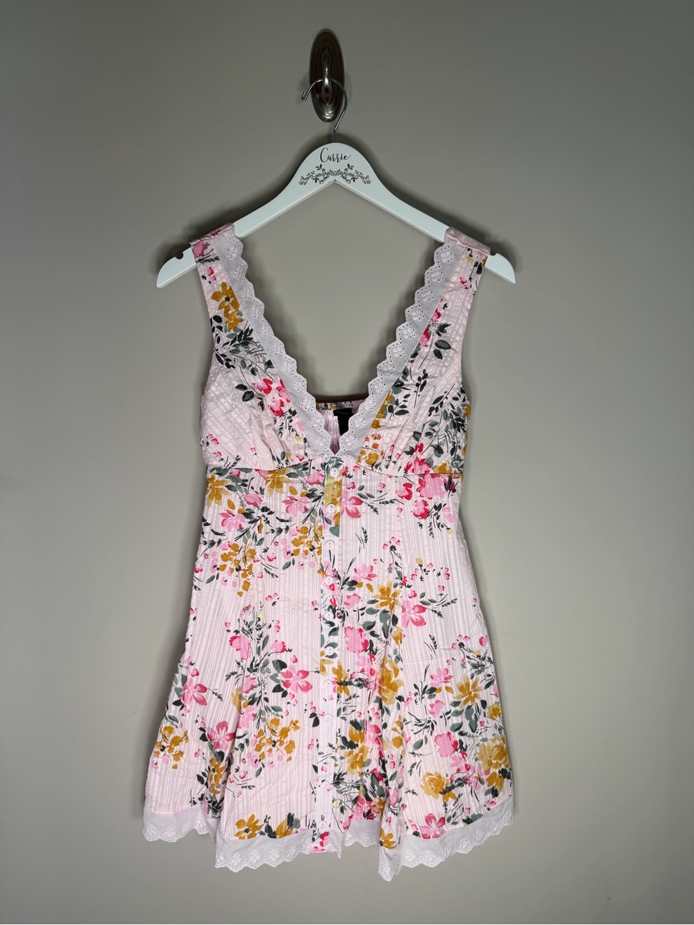 Wild Fable Pink Floral Eyelet Lace Mini Dress Small NWT